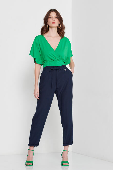 Trousers with tied belt - Blue S