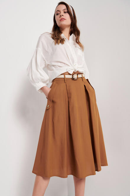 Skirt with belt - Taupe S