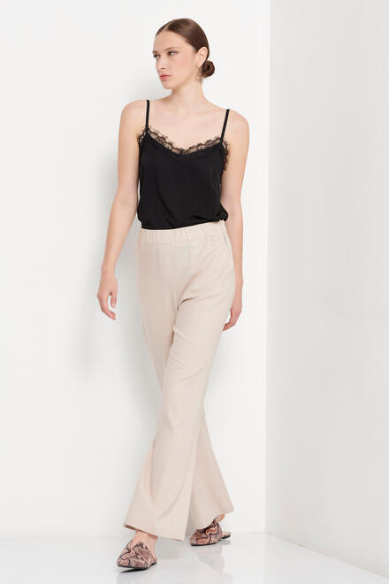 Trousers with elastic in the middle - Beige S