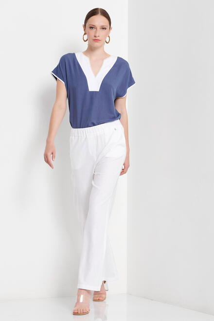 Trousers with elastic in the middle - WHITE S