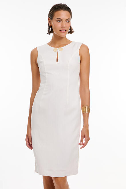 Linen dress with perforated detail - White S