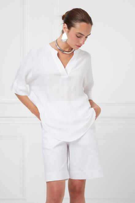 Blouse with linen - White S/M