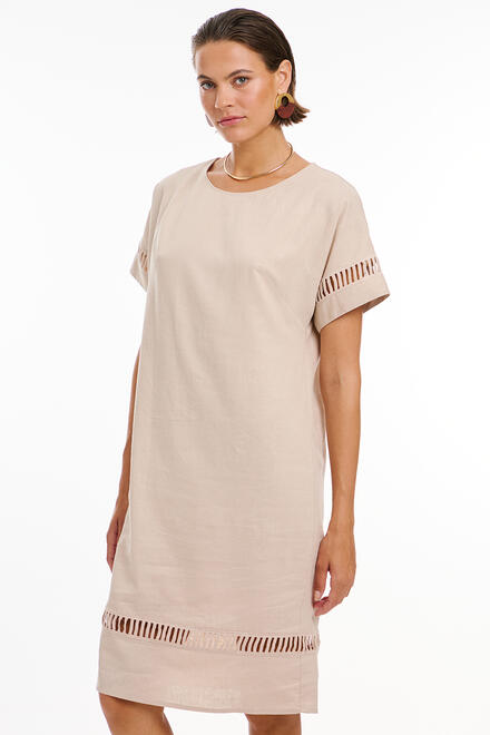 Linen dress with perforated pattern - ΜΠΕΖ S