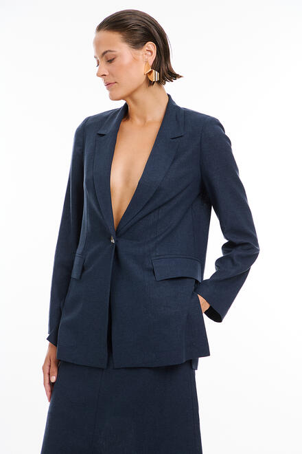 Single button linen jacket - Blue S