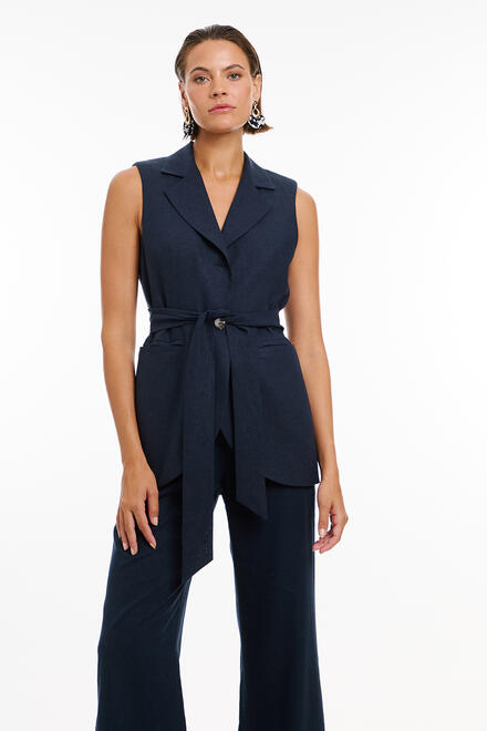 Belted linen waistcoat - Blue S