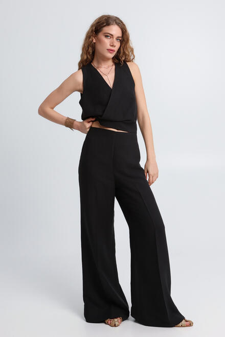 High-waisted straight-leg trousers - Black S