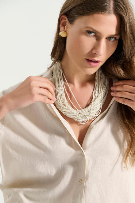 Oversized shirt with natural fiber blend - Beige S/M