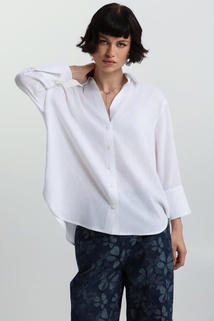 Oversized shirt with natural fiber blend - White S/M