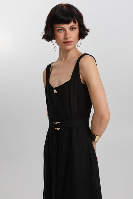 Midi sleeveless dress with slit detail - Black S