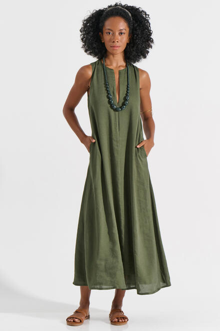 Sleeveless Maxi Dress in Relaxed Fit with Linen - ΛΑΔΙ S