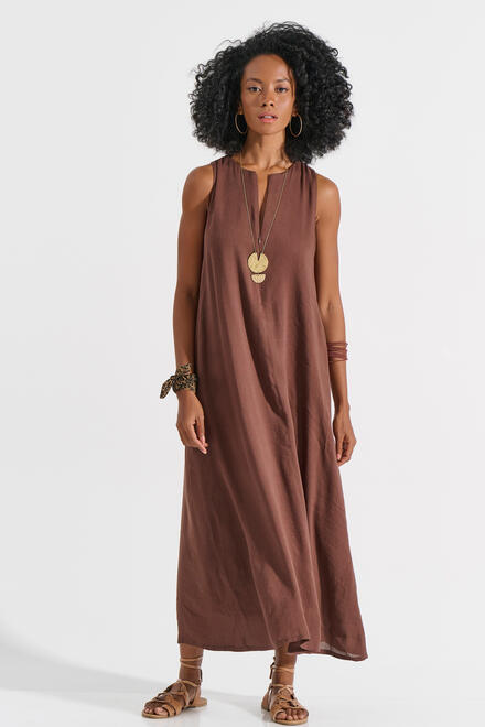 Sleeveless Maxi Dress in Relaxed Fit with Linen - ΚΑΦΕ S
