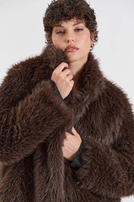 Faux Fur Jacket - Brown L