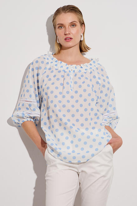 Polka dot cotton blouse - Blue S/M