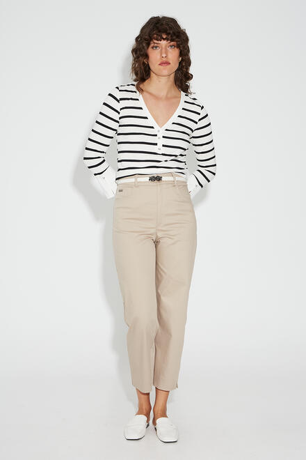 V-neck striped blouse - Black XL