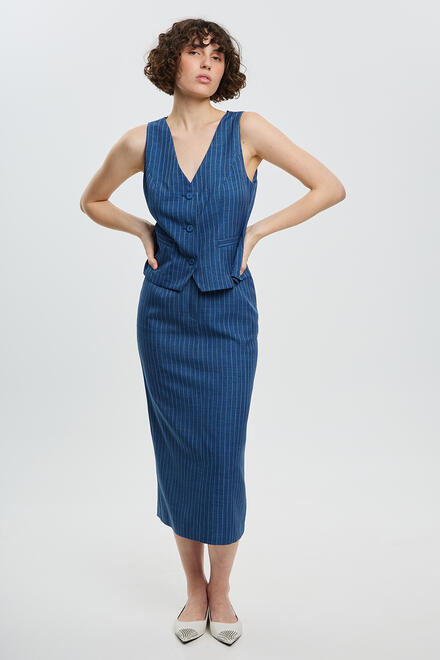 Striped midi skirt - Blue S