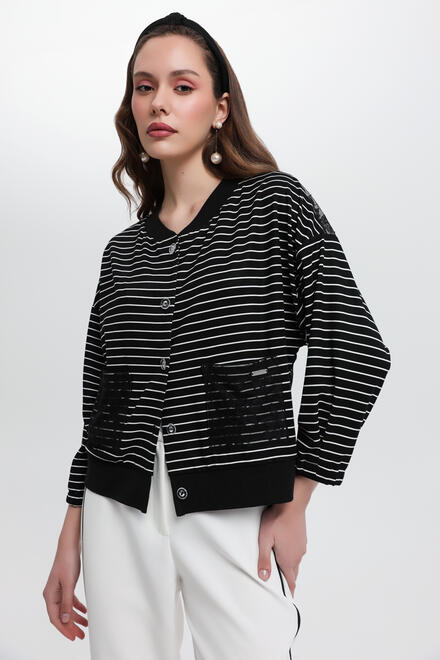 Cardigan with stripe pattern - Black S