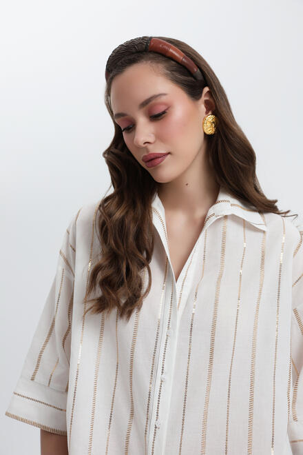 Shirt with gold thread - White S/M