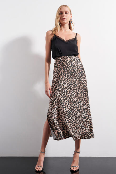 Animal print maxi skirt - Beige S