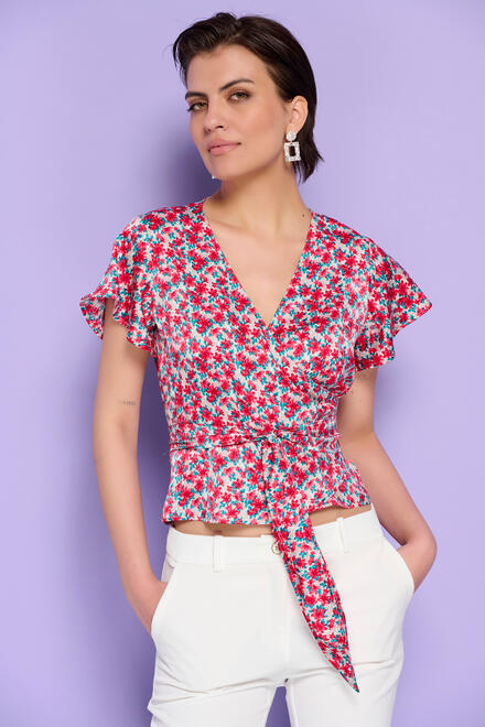 Blouse with a floral motif - Red S