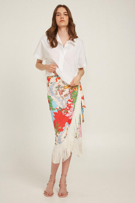 Skirt with fringes - Off White S/M