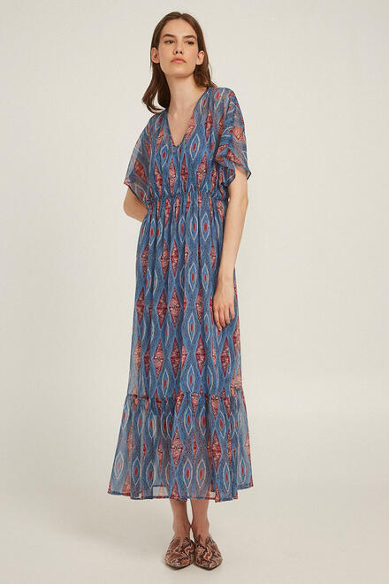 Dress with printed pattern - LIGHT BLUE S