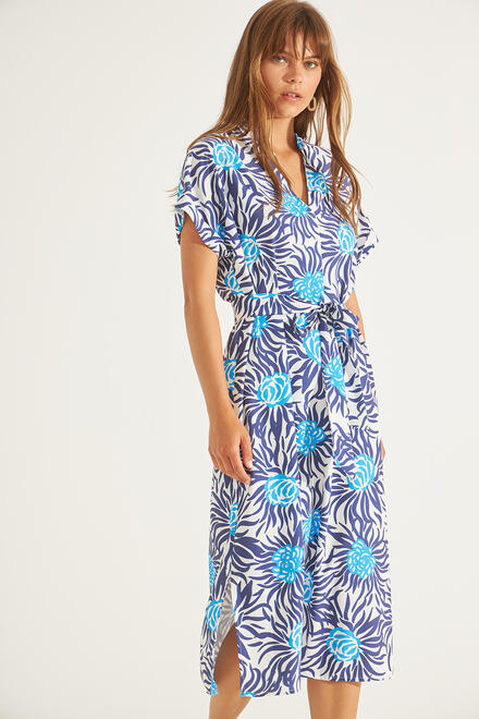Floral dress with detachable belt - Blue S/M