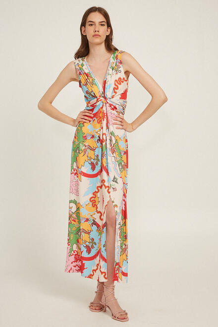 V-neck maxi dress - Off White S