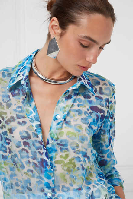 Shirt with printed pattern - Blue M