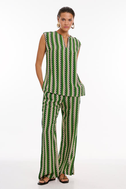 Pants with slits - GREEN S