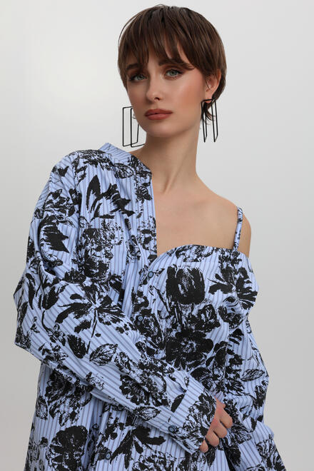 Shirt with flower pattern - Blue S/M