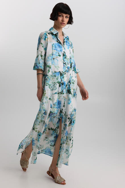 Floral Shirt Dress - Blue S/M