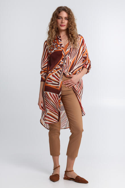 Printed asymmetrical shirt - Brown S