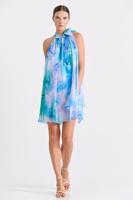 Sleeveless Dress with Neck Tie - LIGHT BLUE S