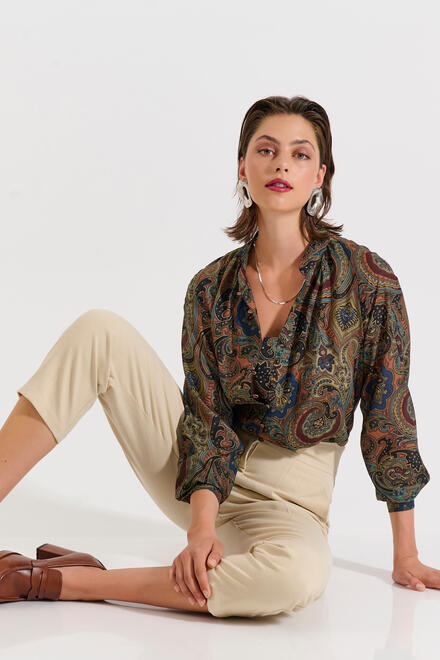 Paisley Print Blouse - Chaki XL