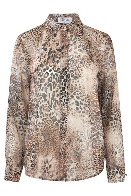 Leopard Print Shirt in a Relaxed Fit - Beige S