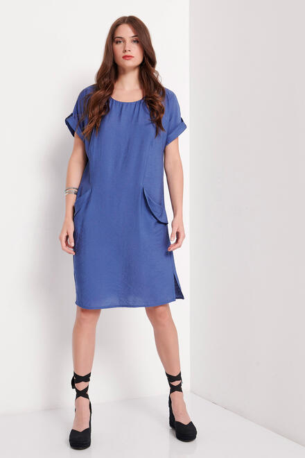 Dress with front pockets - LIGHT BLUE M