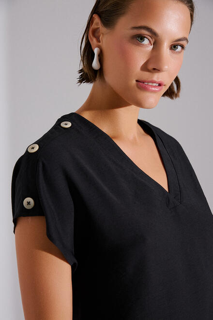 Blouse with decorative buttons - Black S