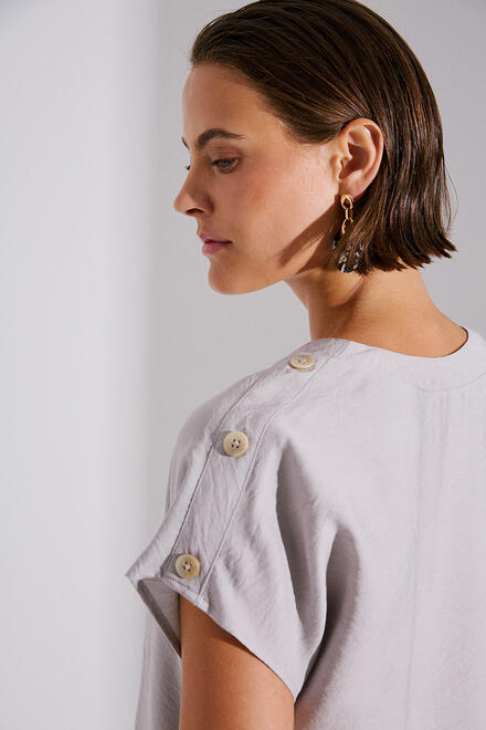 Blouse with decorative buttons - Grey S