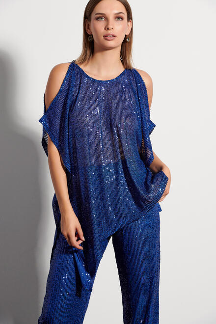 Asymmetric blouse with sequins - Electric Blue S/M