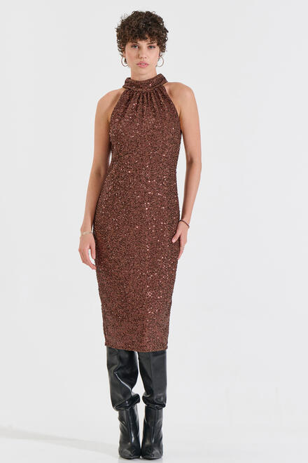 Sequin Midi Dress - Brown XL