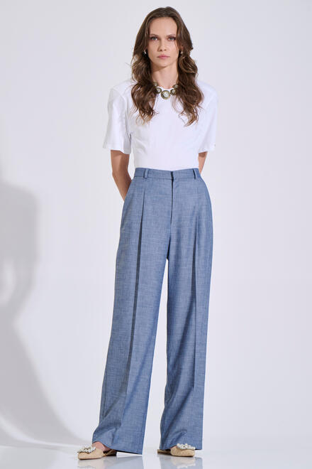 Straight-Leg Trousers with Pleats - Blue S