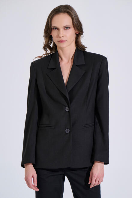 Blazer with Lapel & Pockets - Black M
