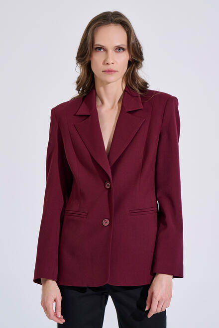 Blazer with Lapel & Pockets - Burgundy S