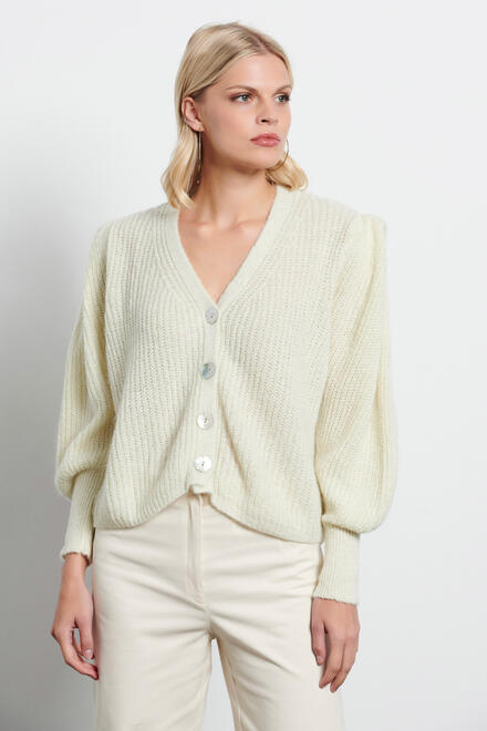 Knitted cardigan with pleats on the shoulders - Off White O/S