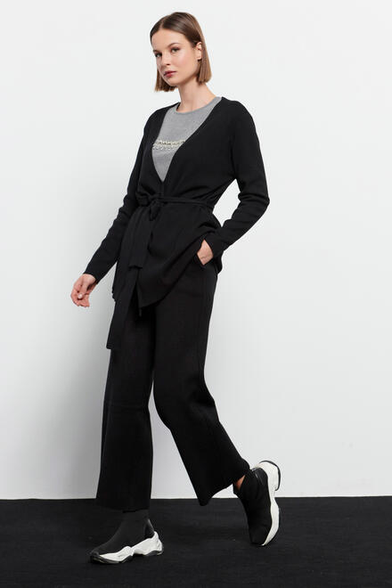 Knitted cardigan with detachable belt - Black O/S