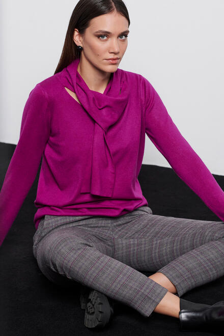Knitted blouse with scarf - Violet M/L