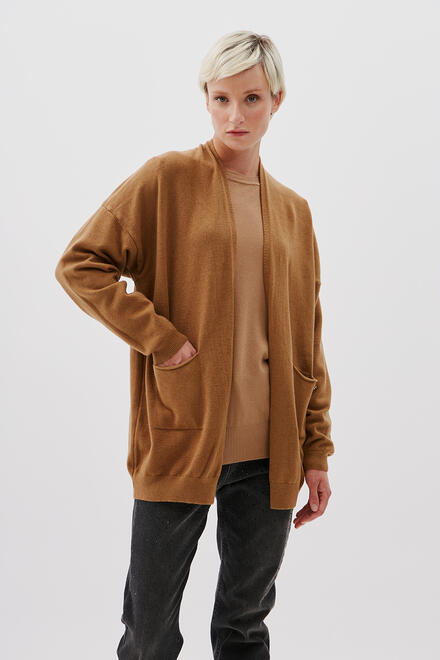 Soft knit cardigan - Brown O/S