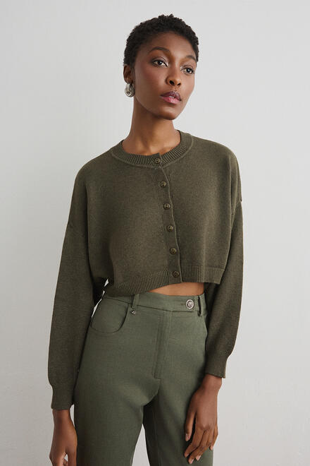 Knitted crop cardigan - Chaki O/S
