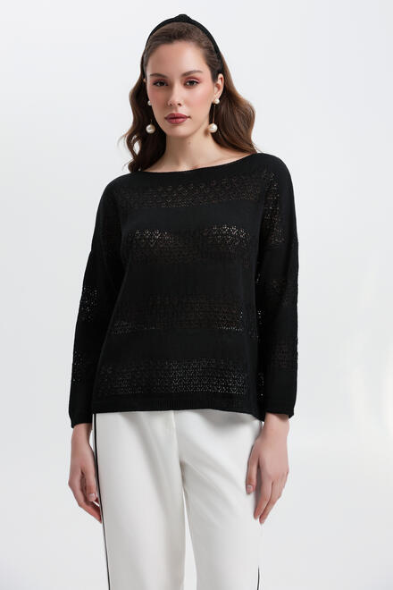 Knitted Blouse with Lace Details - Black O/S
