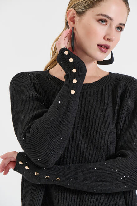 Knitted Blouse with Subtle Shine - Black O/S